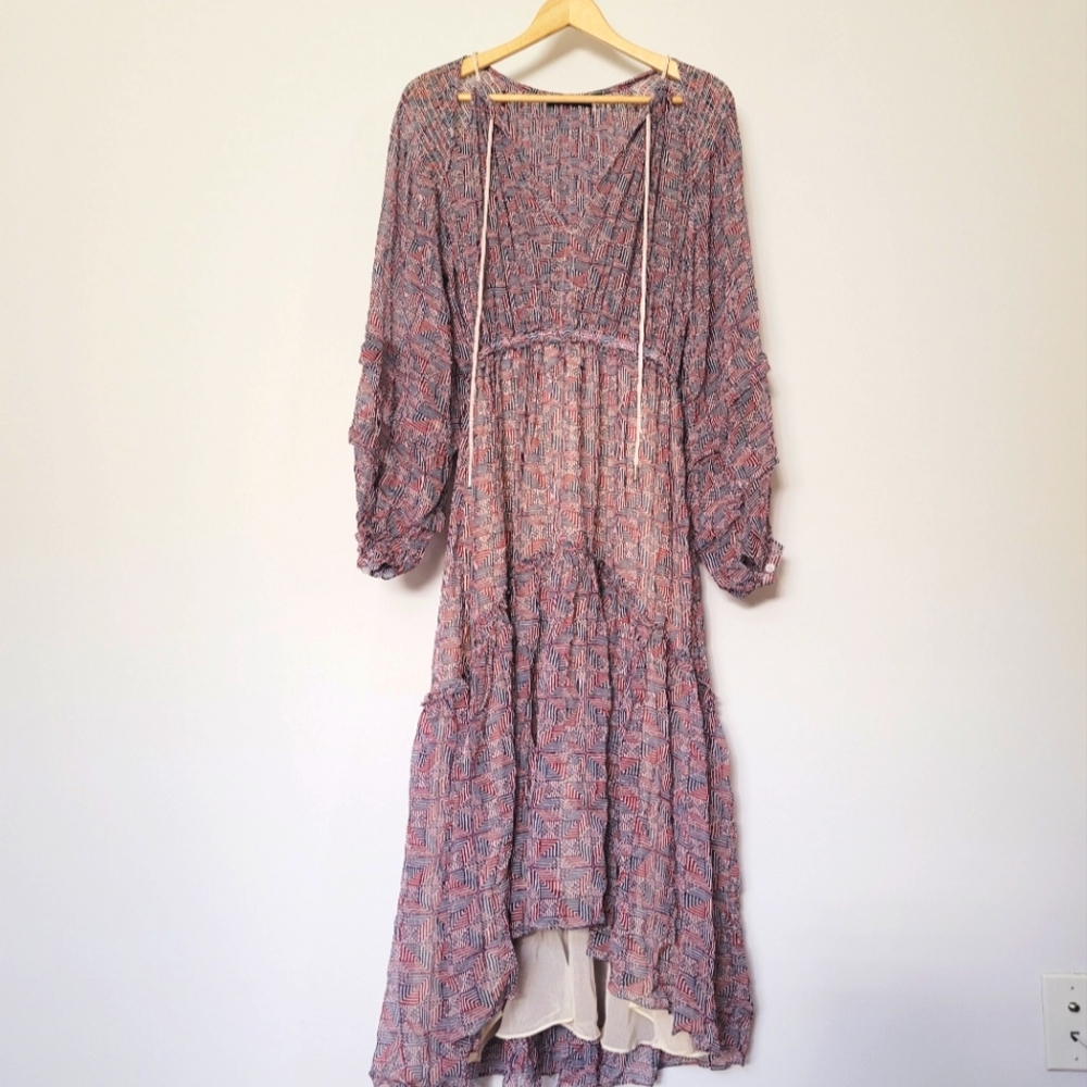 Isabel Marant Pink Floral Sheer Long-Sleeve Midi Dress - Picture 4 of 11